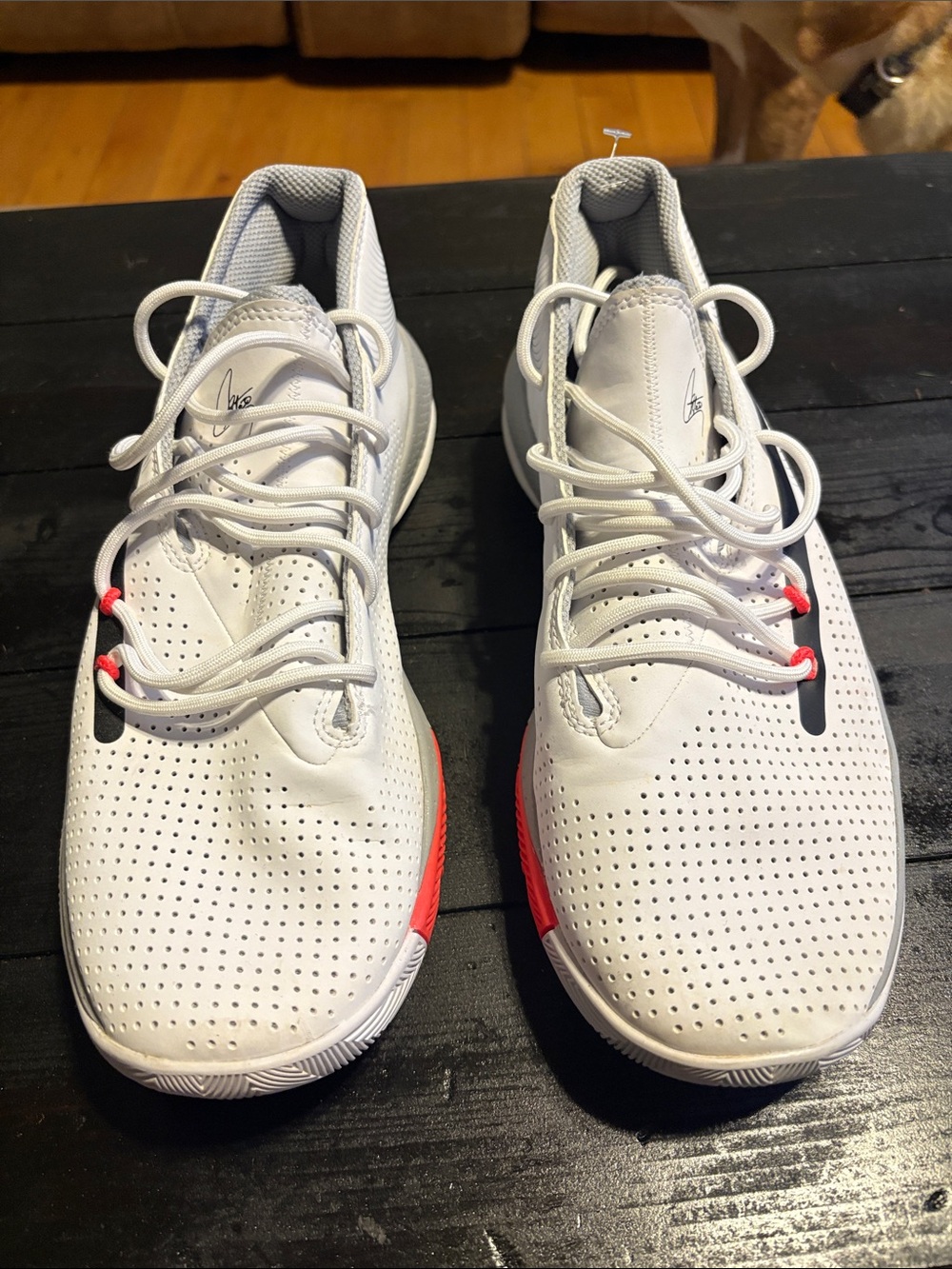 Under Armour White Sneakers with Red Accent